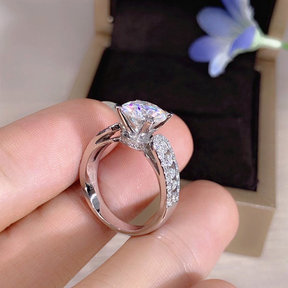 💍"Engagement Anillos Round Zircon Silver Plated Wedding UNVN12053 - Picture 7 of 7